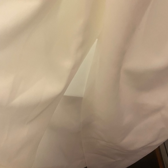 ASOS asymmetric puff sleeve knot tuck midi dress in ivory - Picture 7 of 8